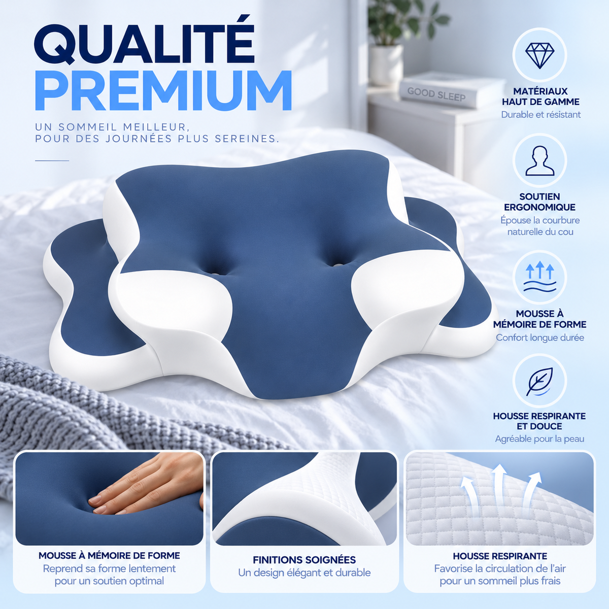 Oreiller Cervical Premium à Mémoire de Forme