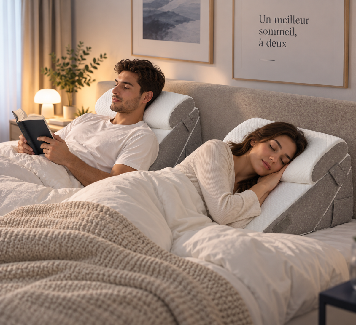 Oreiller Incliné Premium Ergonomique à Mémoire de Forme