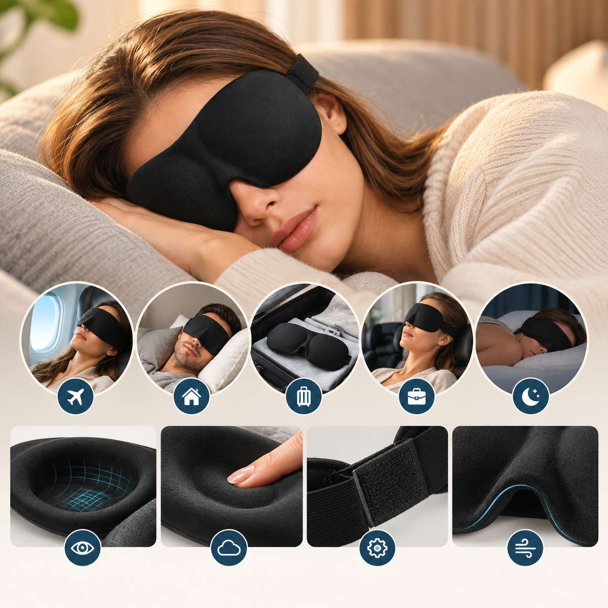 Masque de sommeil 3D occultant – CERVISOM (photo 3)